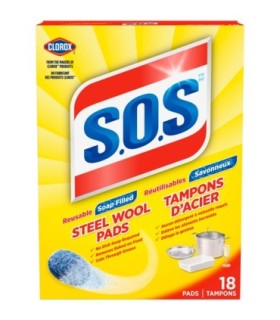 Clorox CLO-01177 S.O.S. - Steel Wool Soap Pads (ComSol) - 12/18ct, Case: 12