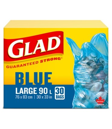 Clorox CLO-11578PAK2 Glad - Blue Bag Large 90L - 8/30ct, Case: 8