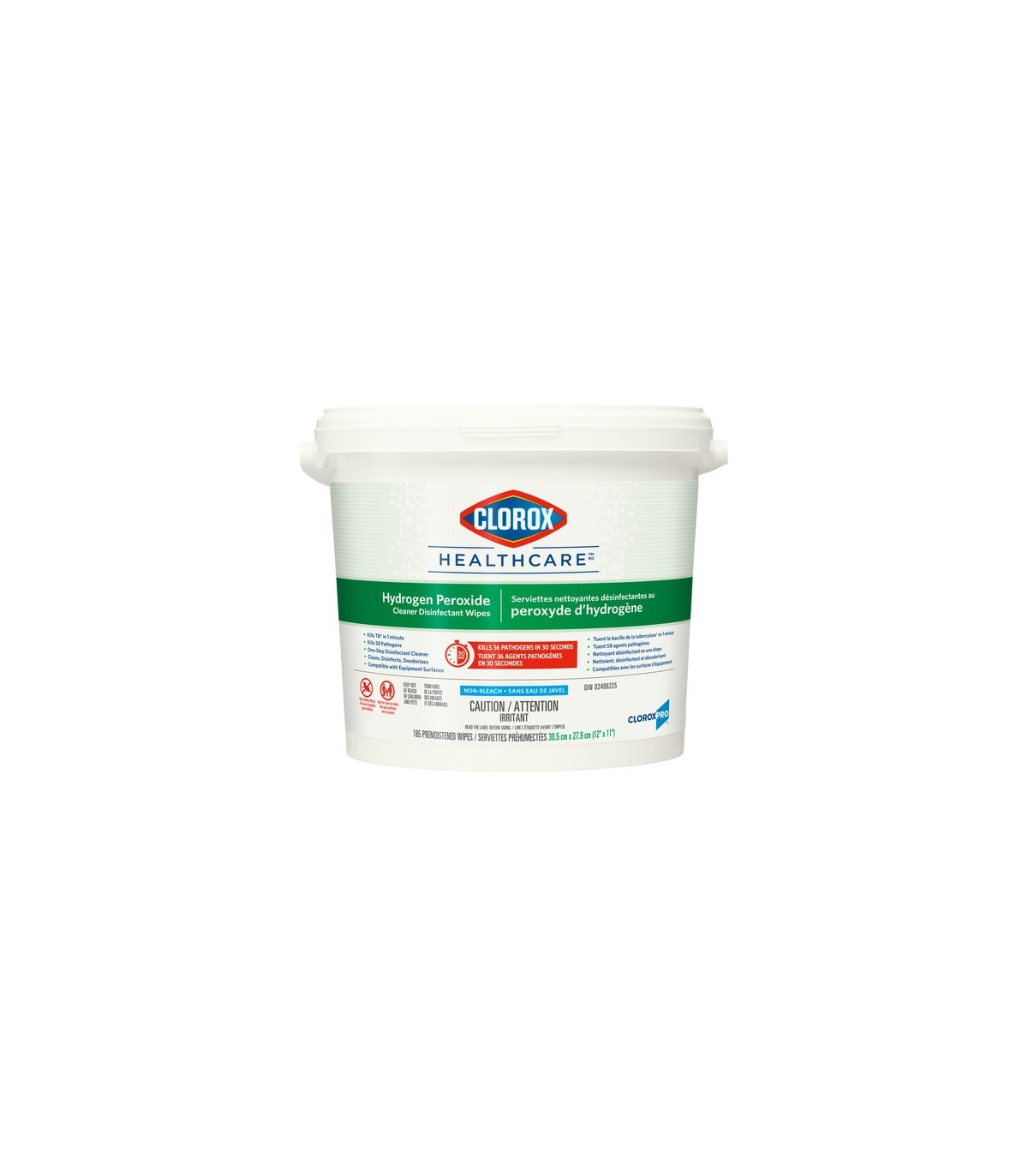 Clorox CLO-1458PK01 Wipes - Clorox Hydrogen Peroxide Disinf Tub - 2/185ct, Case: 2