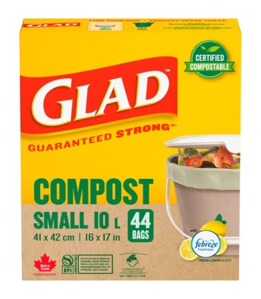 Clorox CLO-30161FRM7 Glad - Compostable Bag Lemon Small 10L - 12/44ct, Case: 12