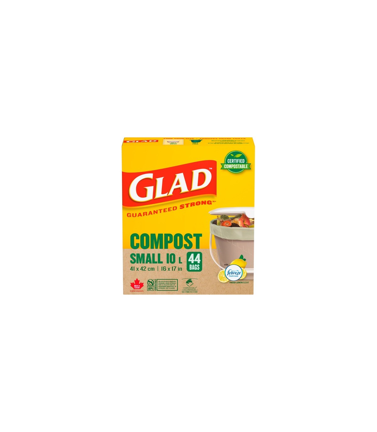Clorox CLO-30161FRM7 Glad - Compostable Bag Lemon Small 10L - 12/44ct, Case: 12