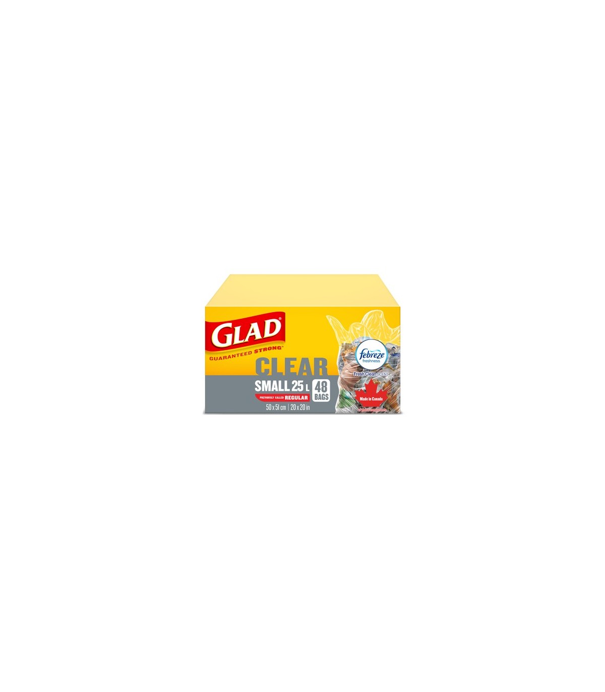 Clorox CLO-30218FRM1 Glad - East Tie Clear Kitchen Bag Reg 25L - 12/48ct, Case: 12