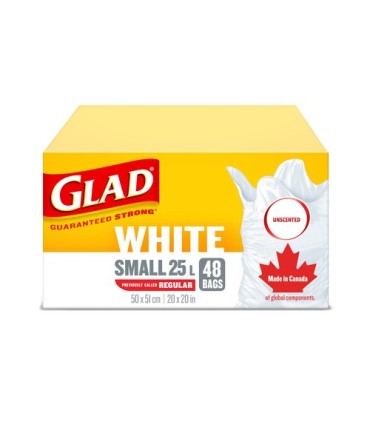 Clorox CLO-30296 Glad - East Tie Regular White Bag Unsct 25L - 12/18ct, Case: 12