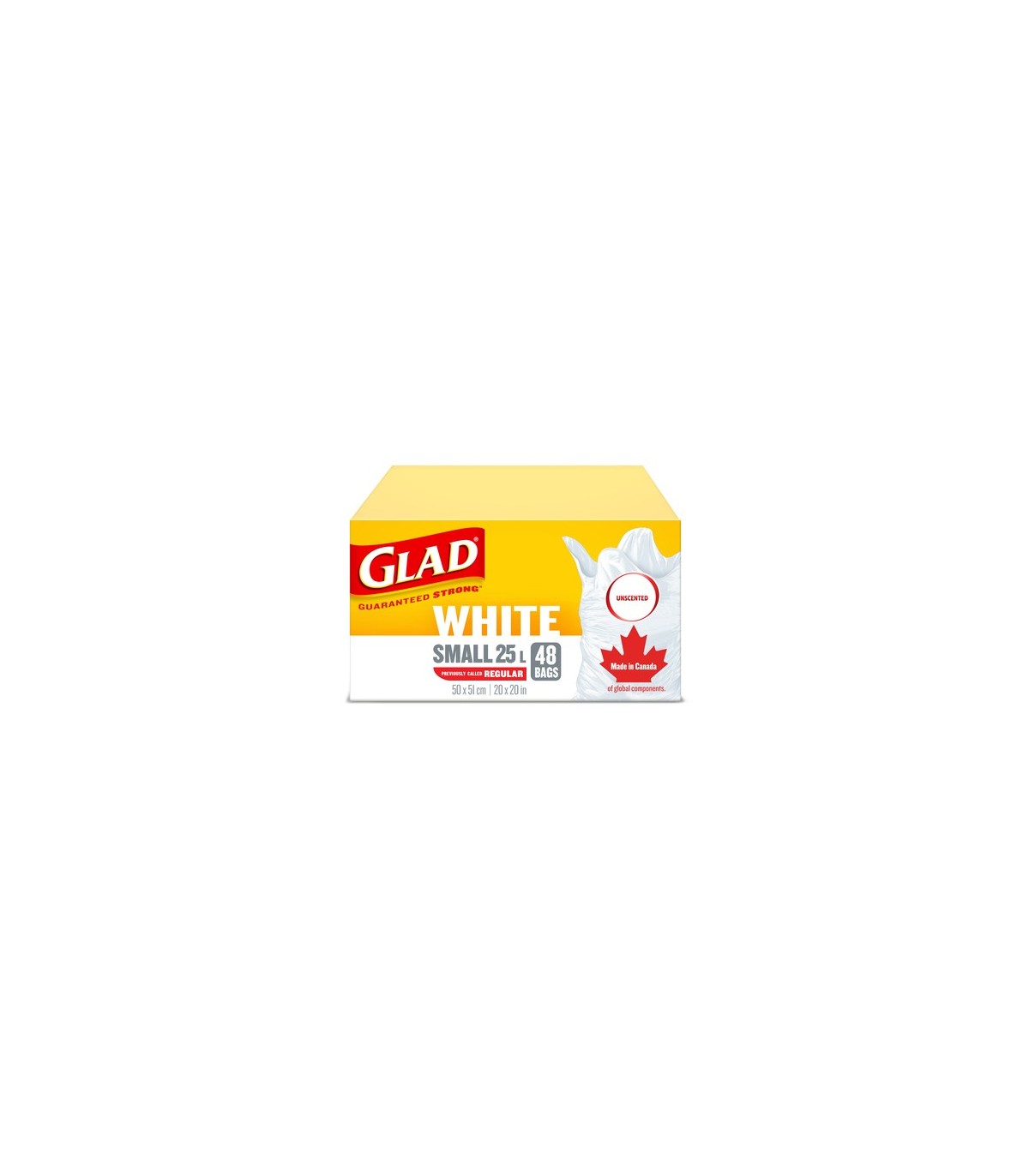 Clorox CLO-30296 Glad - East Tie Regular White Bag Unsct 25L - 12/18ct, Case: 12