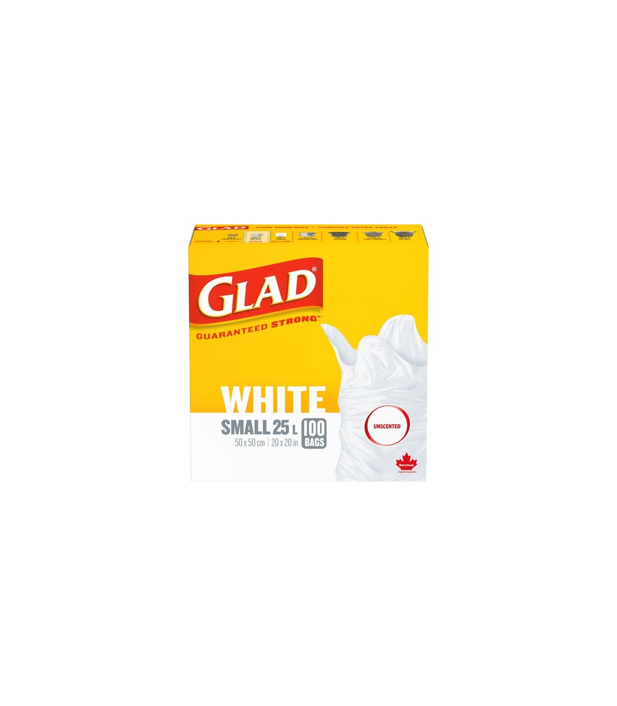 Clorox CLO-30297 Glad - East Tie Regular White Bag Unsct 25L - 8/100ct, Case: 8