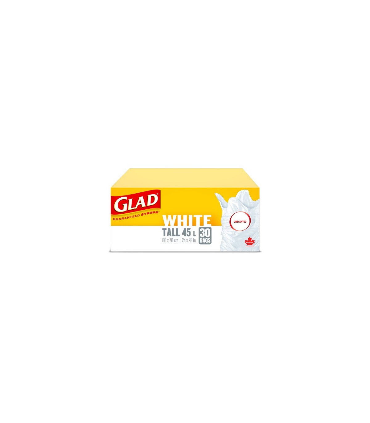 Clorox CLO-30298 Glad - East Tie Tall White Bag Unsct 45L - 12/30ct, Case: 12