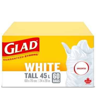 Clorox CLO-30299 Glad - East Tie Tall White Bag Unsct 45L - 6/60ct, Case: 6