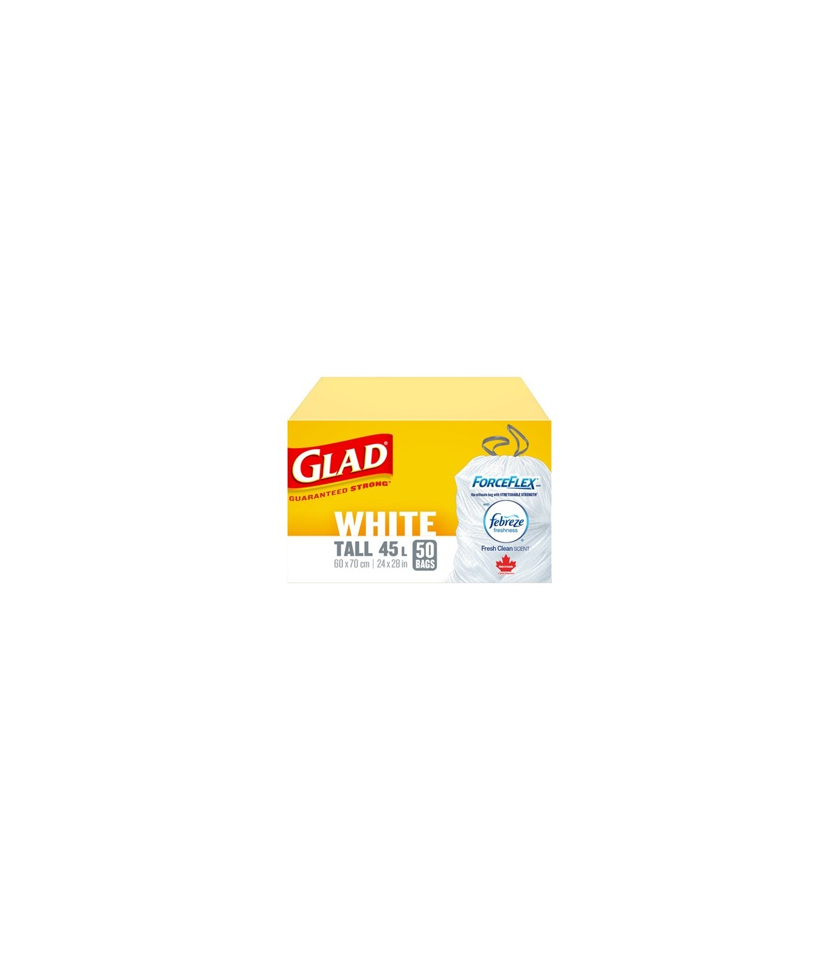 Clorox CLO-30300 Glad Tie N Toss Forceflex Tall White Bag 45L - 6/50ct, Case: 6