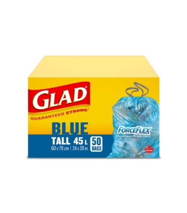 Clorox CLO-30301 Glad - Garbage Bag Tall Blue 45L - 6/50ct, Case: 6