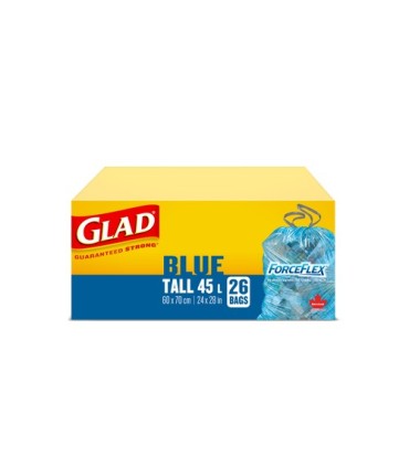 Clorox CLO-30302 Glad -Garbage Bag TieNTss Forcflx Tall Blu 45L-12/26ct, Case: 12