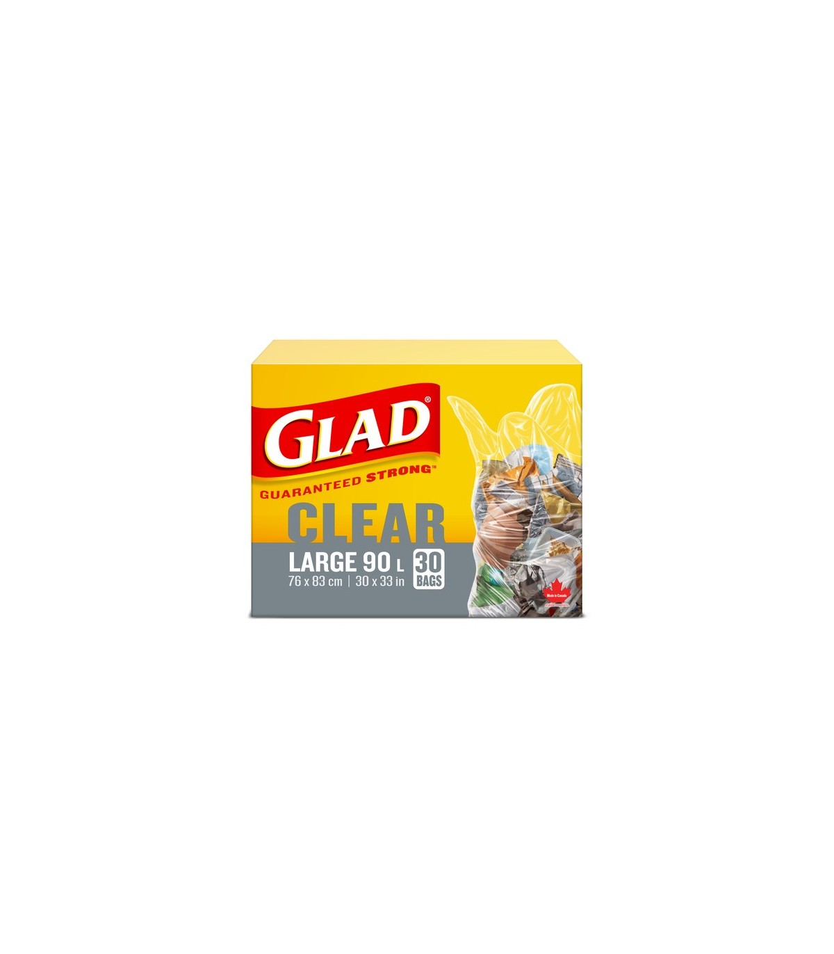 Clorox CLO-30303 Glad - Garbage Bag Large Clear 90L - 8/30ct, Case: 8