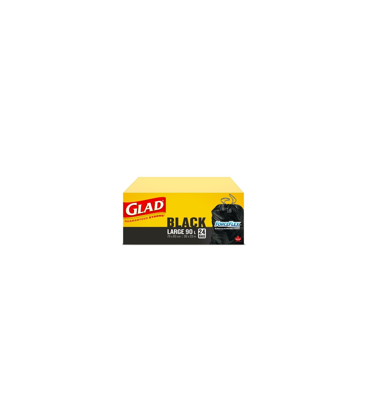 Clorox CLO-30306 Glad - Garbage Bag TieNTss Forceflex Lg Blk 90L-6/24ct, Case: 6