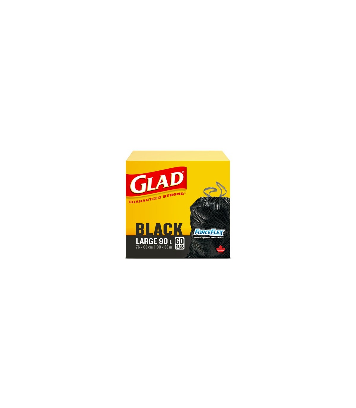 Clorox CLO-30308 Glad - Garbage Bag TieNTss Forceflex Lg Blk 90L-4/60ct, Case: 4