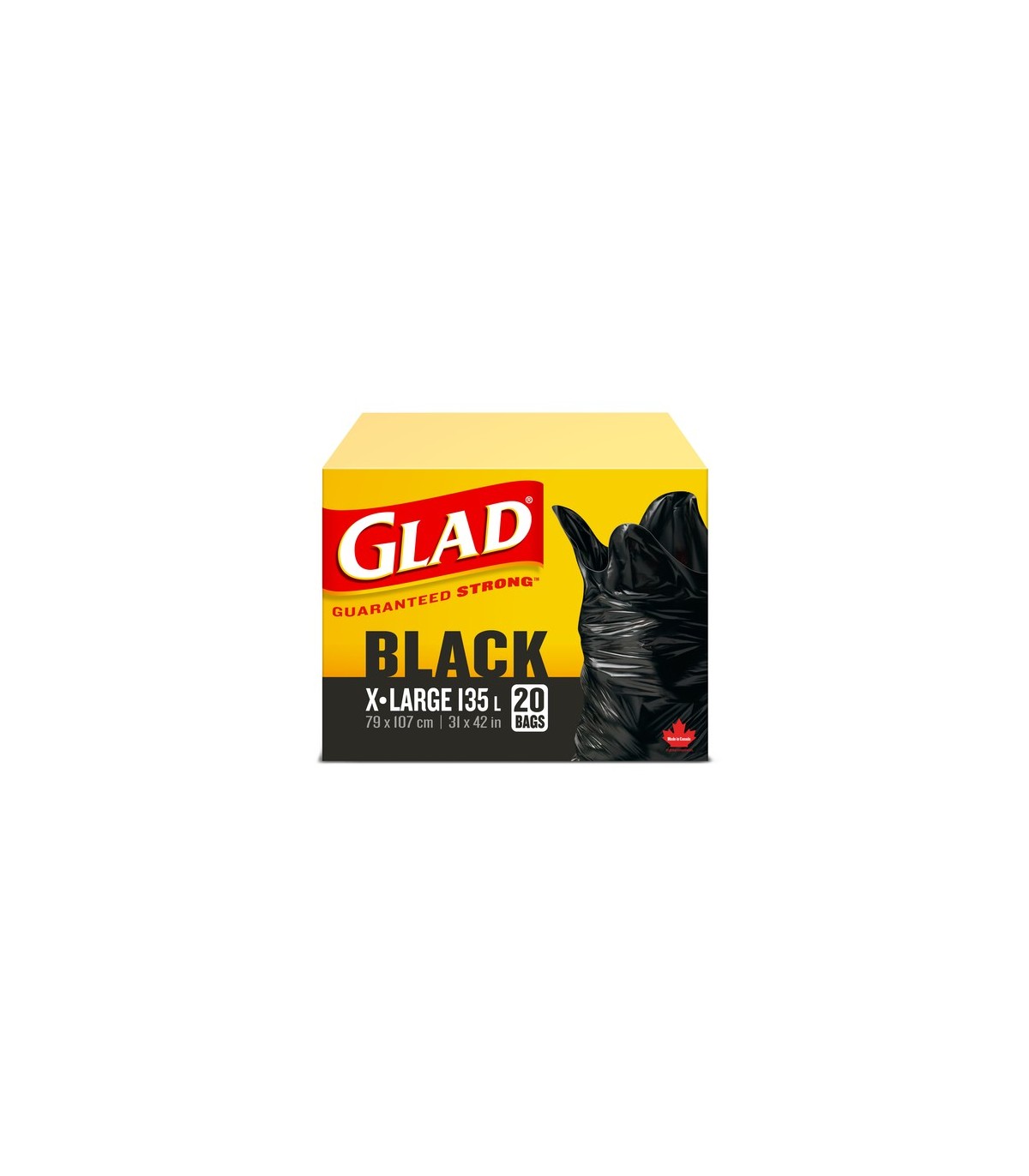 Clorox CLO-30312 Glad - Garbage Bag Easy-Tie X-Large Black 135L-8/20ct, Case: 8