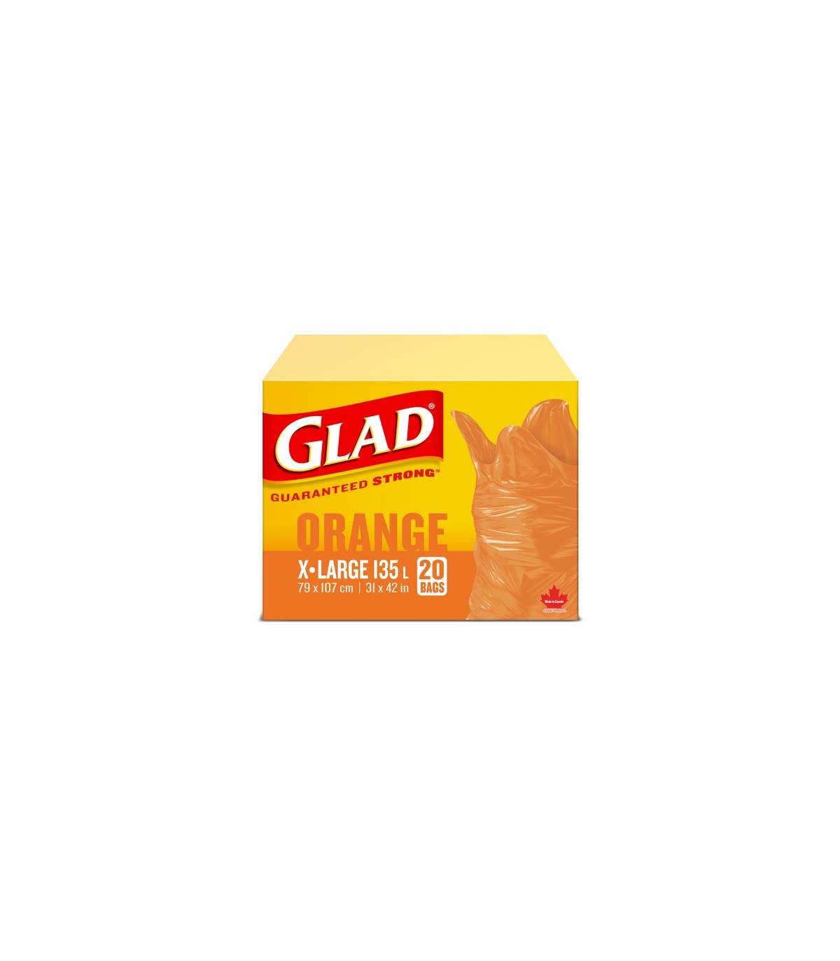 Clorox CLO-30313 Glad - Garbage Bag X-Large Orange 135L - 8/20ct, Case: 8