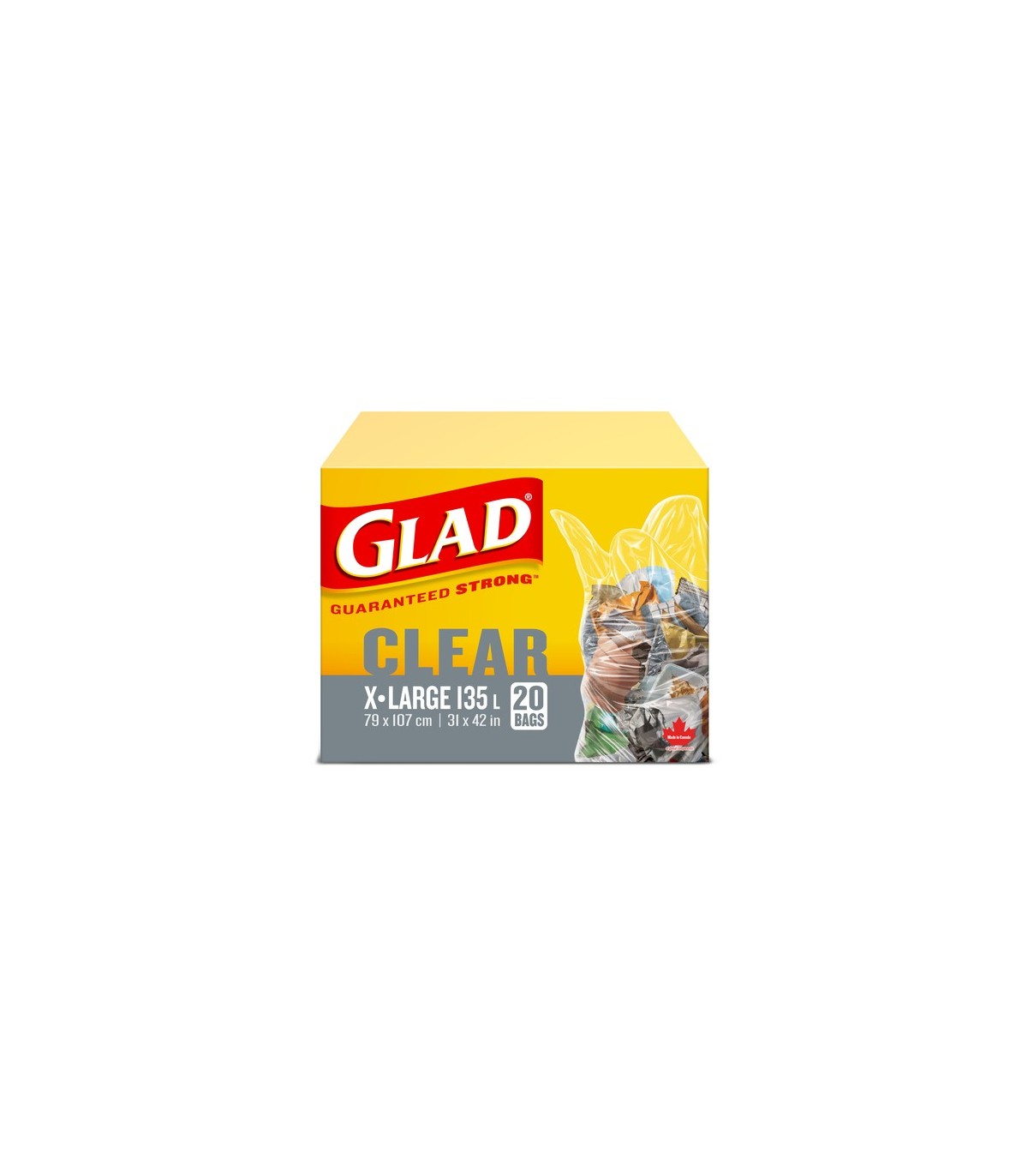 Clorox CLO-30314 Glad - Garbage Bag X-Large Clear 135L - 8/20ct, Case: 8