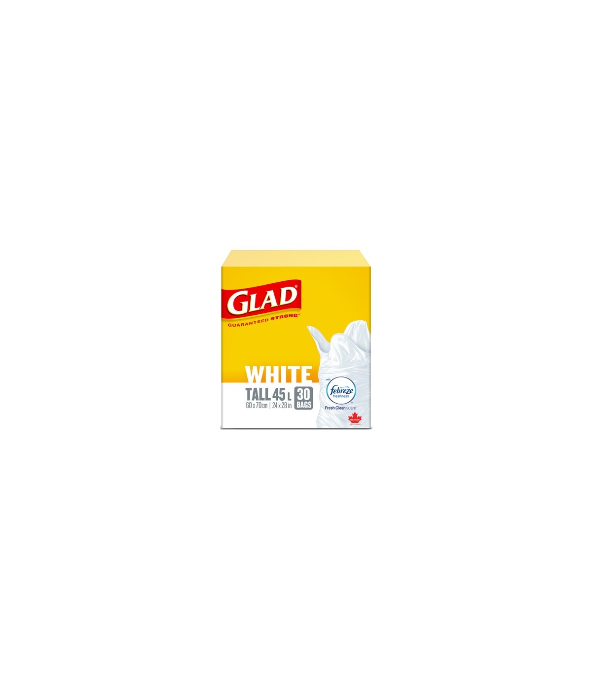 Clorox CLO-44735 Glad - Tall Garbage Bag White 45L - 6/30ct, Case: 6