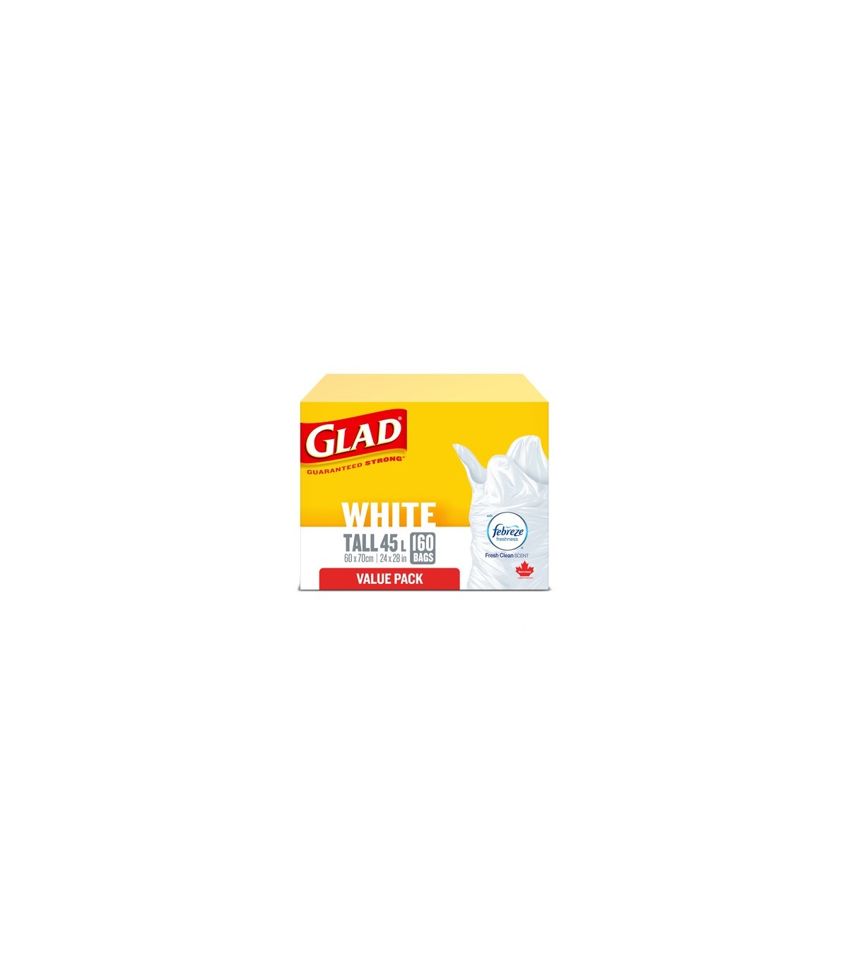Clorox CLO-44740 Glad - Tall Garbage Bag White 45L - 1/160ct, Case: 1