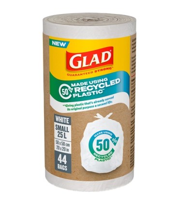 Clorox CLO-44751 Glad - Small Garbage Bag White 25L - 12/44ct, Case: 12