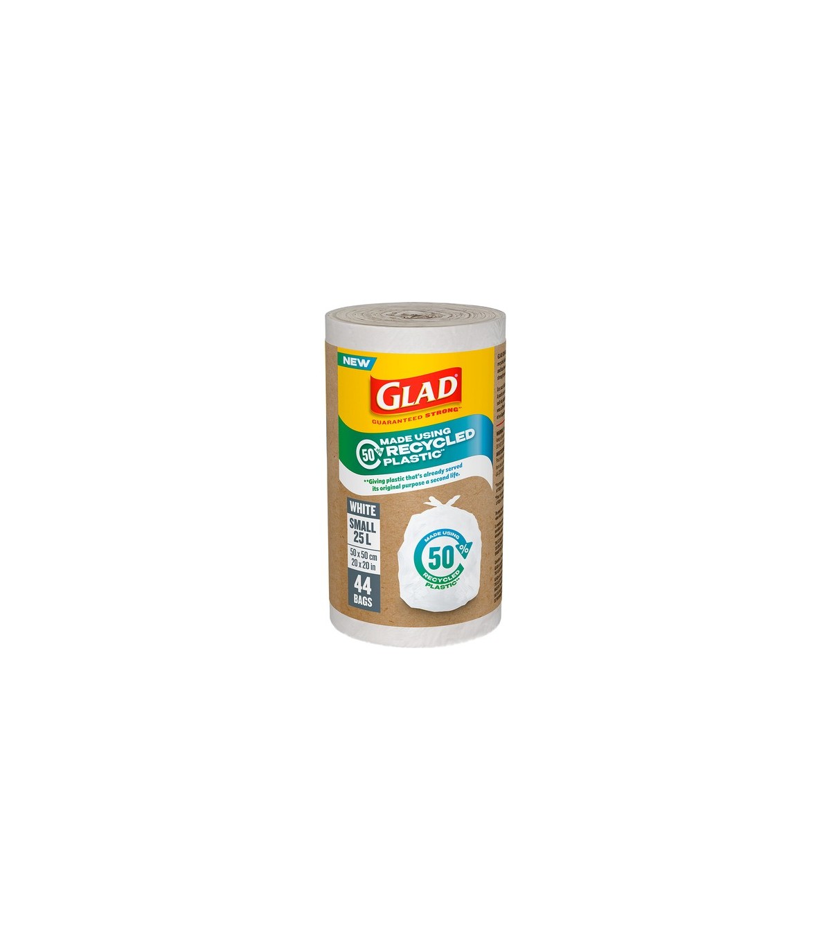 Clorox CLO-44751 Glad - Small Garbage Bag White 25L - 12/44ct, Case: 12