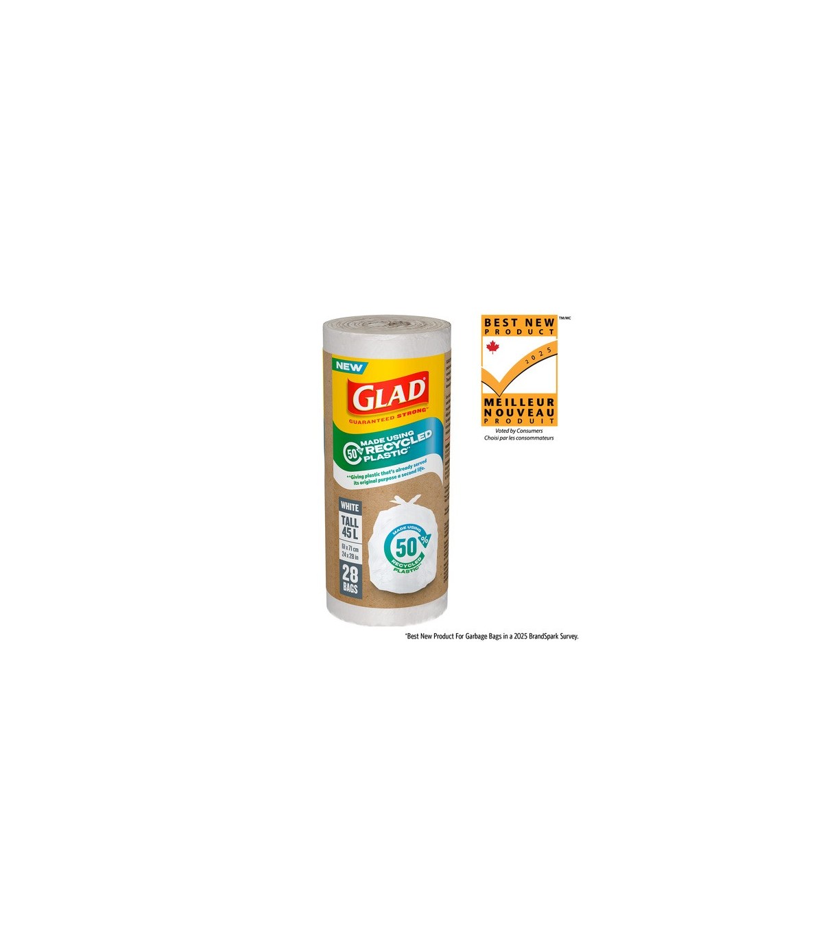 Clorox CLO-44752 Glad - Tall Garbage Bag White 45L - 12/28ct, Case: 12