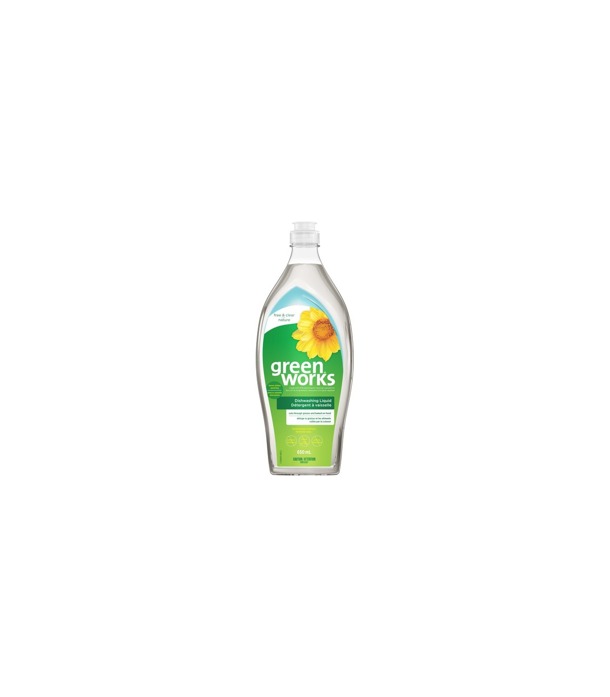 Clorox CLO-66271 Green Work Dishwashing Liquid Free & Clear - 6/650ml, Case: 6