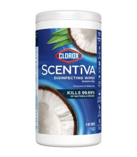 Clorox CLO-67351 Wipes - Clorox Scentiva Disinf Cocont/Waterly - 6/75ct, Case: 6