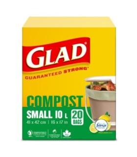 Clorox CLO-78162FRM7 Glad - Compostable Small Garbage Bag 10L - 20ct/12/cs, Case: 12