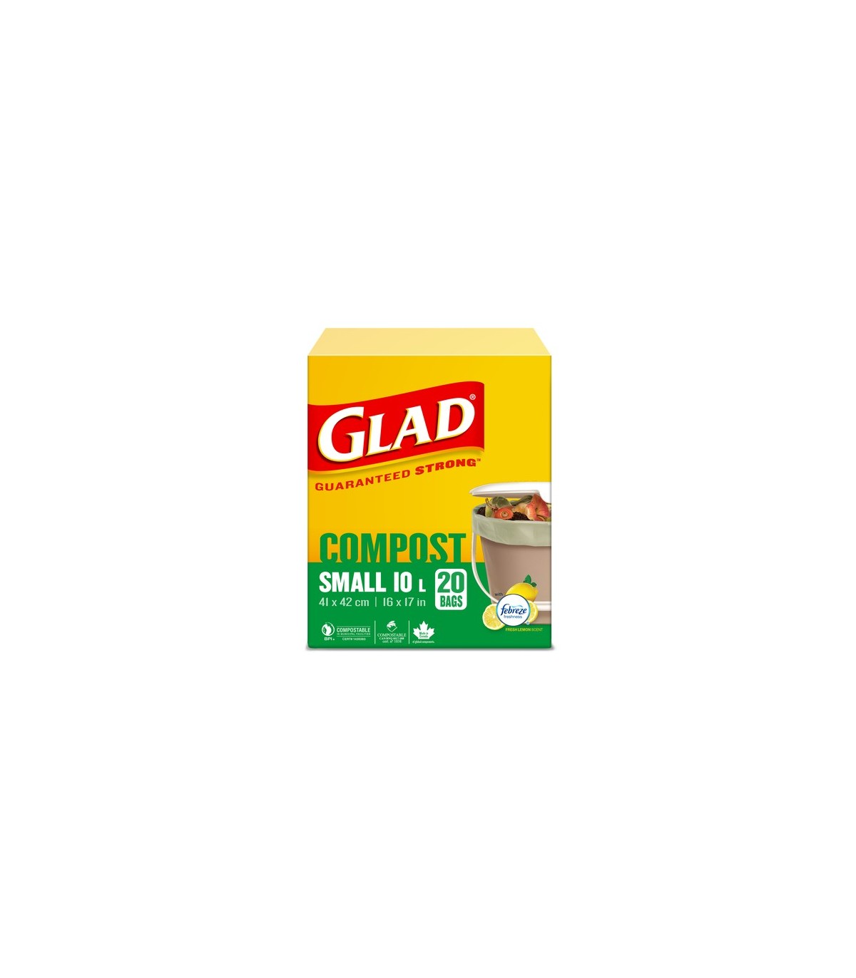 Clorox CLO-78162FRM7 Glad - Compostable Small Garbage Bag 10L - 20ct/12/cs, Case: 12