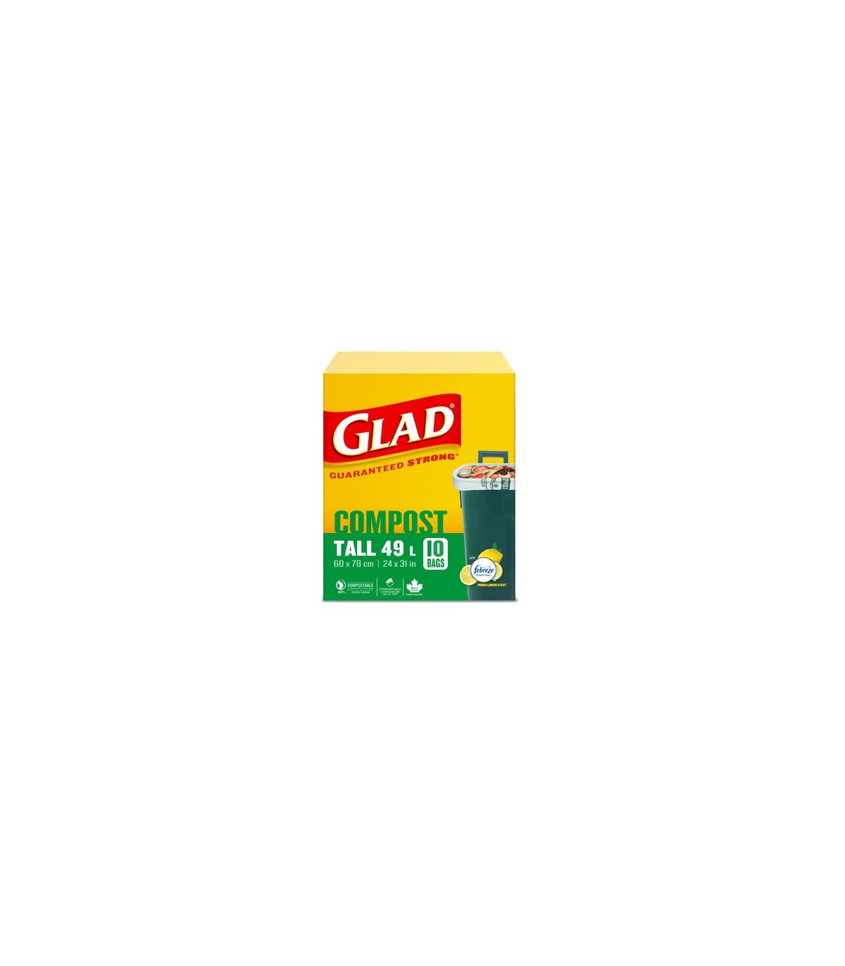 Clorox CLO-78163FRM5 Glad - Compostable Tall Garbage Bag 49L - 10ct/12/cs, Case: 12