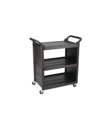 Rubbermaid FG342100BLA Cart - 3-Shelf 150lb w/3"Swivel Caster/End Panel-Black, Price Per EA - FG342100BLA -  - [unit price]