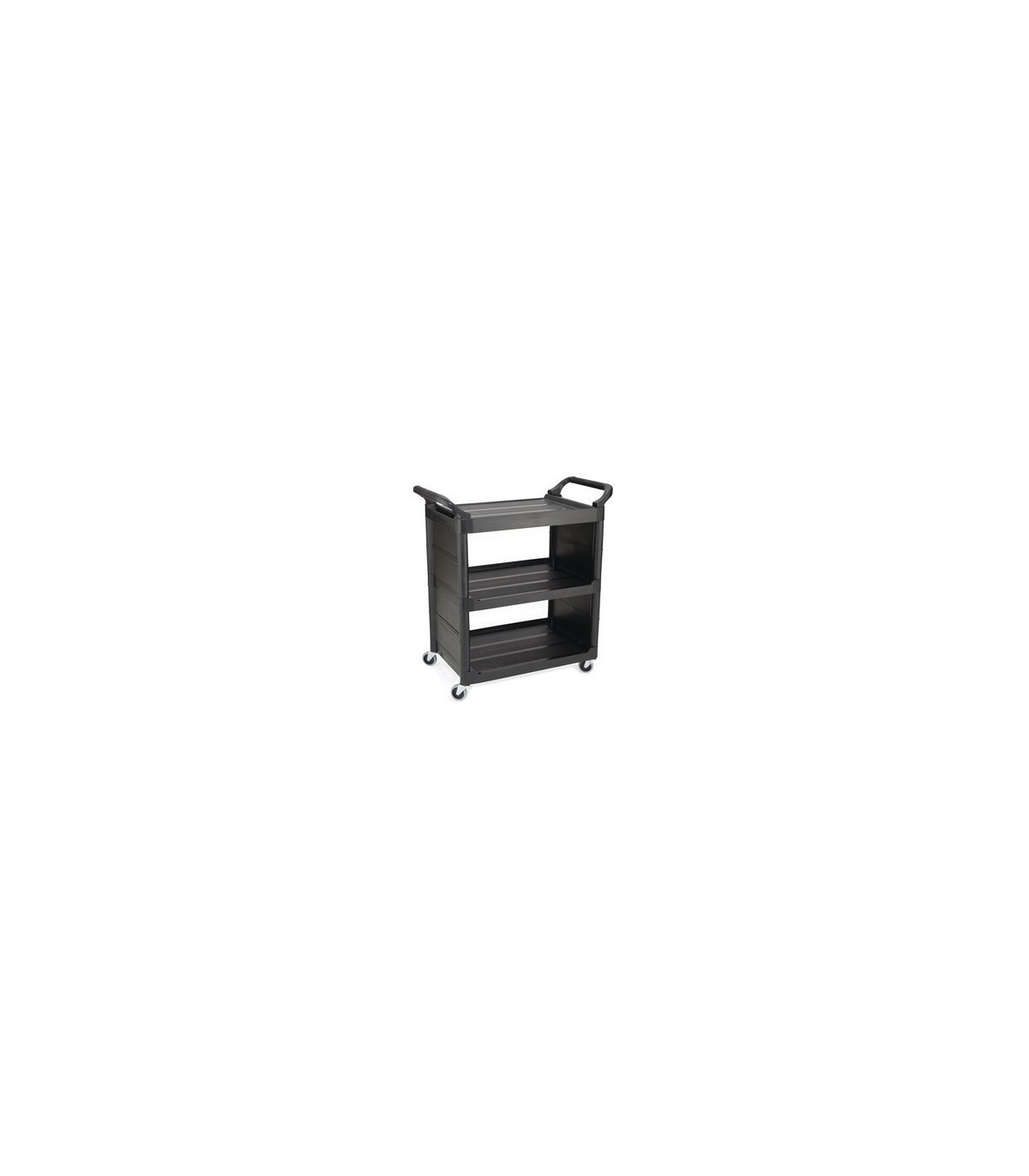 Rubbermaid FG342100BLA Cart - 3-Shelf 150lb w/3"Swivel Caster/End Panel-Black, Price Per EA - FG342100BLA -  - [unit price]