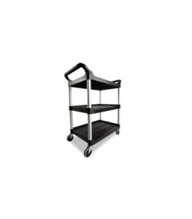 Rubbermaid FG342488BLA Cart - Service 3 Shelf - Open Sided - 200lb - Black, Price Per EA - FG342488BLA -  - [unit price]