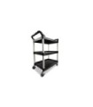 Rubbermaid FG342488BLA Cart - Service 3 Shelf - Open Sided - 200lb - Black, Price Per EA