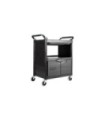 Rubbermaid FG345700BLA Cart - Service 3 Shelf -w/Panel/Lock Door/Drawer-Black, Price Per EA