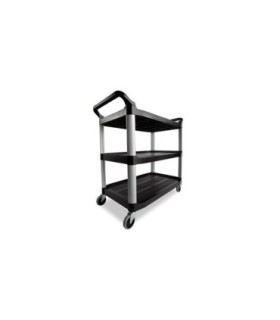 Rubbermaid FG409100BLA Cart - Utility 3 Shelf - Open Sided - 300lb - Black, Price Per EA - FG409100BLA -  - [unit price]