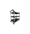Rubbermaid FG409100BLA Cart - Utility 3 Shelf - Open Sided - 300lb - Black, Price Per EA