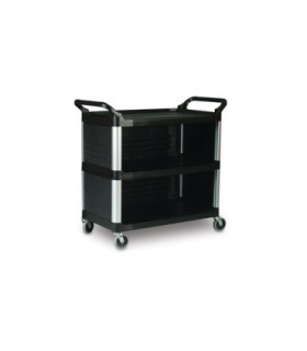 Rubbermaid FG409300BLA Cart - Utility 3 Shelf - Enclosed 3 Sides 300lb -Black, Price Per EA - FG409300BLA -  - [unit price]