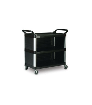 Rubbermaid FG409300BLA Cart - Utility 3 Shelf - Enclosed 3 Sides 300lb -Black, Price Per EA - FG409300BLA -  - [unit price]
