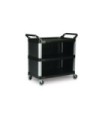 Rubbermaid FG409300BLA Cart - Utility 3 Shelf - Enclosed 3 Sides 300lb -Black, Price Per EA