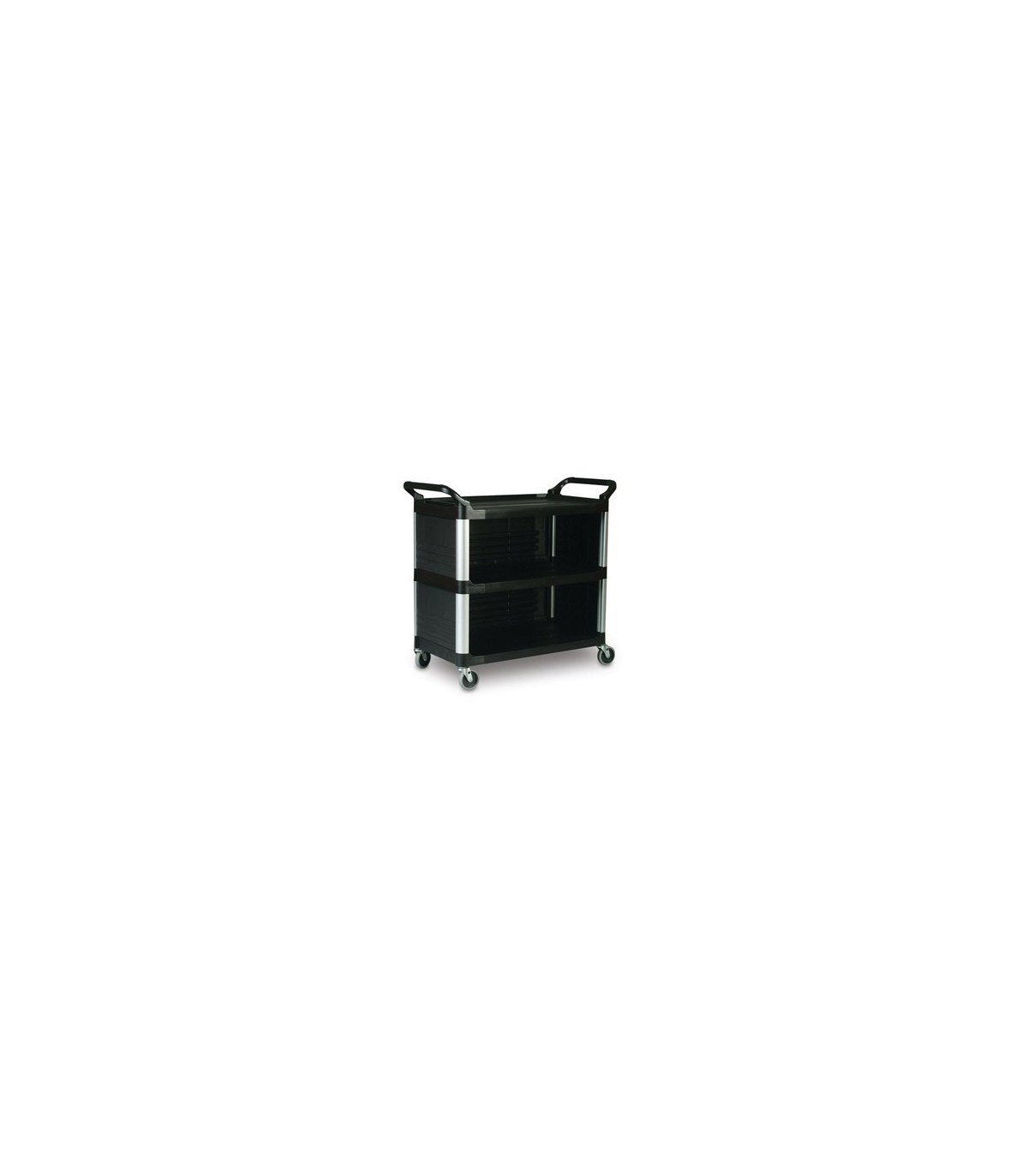 Rubbermaid FG409300BLA Cart - Utility 3 Shelf - Enclosed 3 Sides 300lb -Black, Price Per EA - FG409300BLA -  - [unit price]