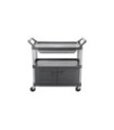 Rubbermaid FG409400GRAY Cart - Service 3 Shelf - w/Panel/Lock Door/Drawer-Gray, Price Per EA