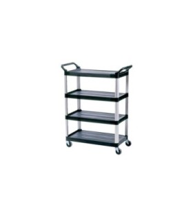 Rubbermaid FG409600BLA Cart - Service 4 Shelf - 300lb - Black, Price Per EA - FG409600BLA -  - [unit price]