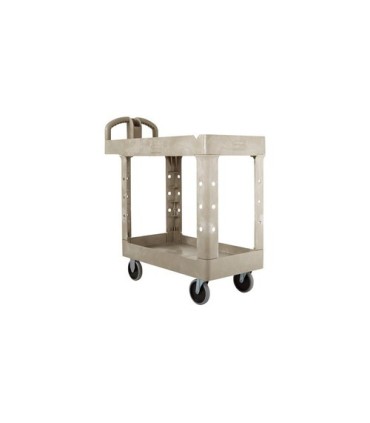 Rubbermaid FG450088BEIG HD Utility Cart - Small 16"x30"- Lipped 2 Shelf -Beige, Price Per EA - FG450088BEIG -  - [unit price]