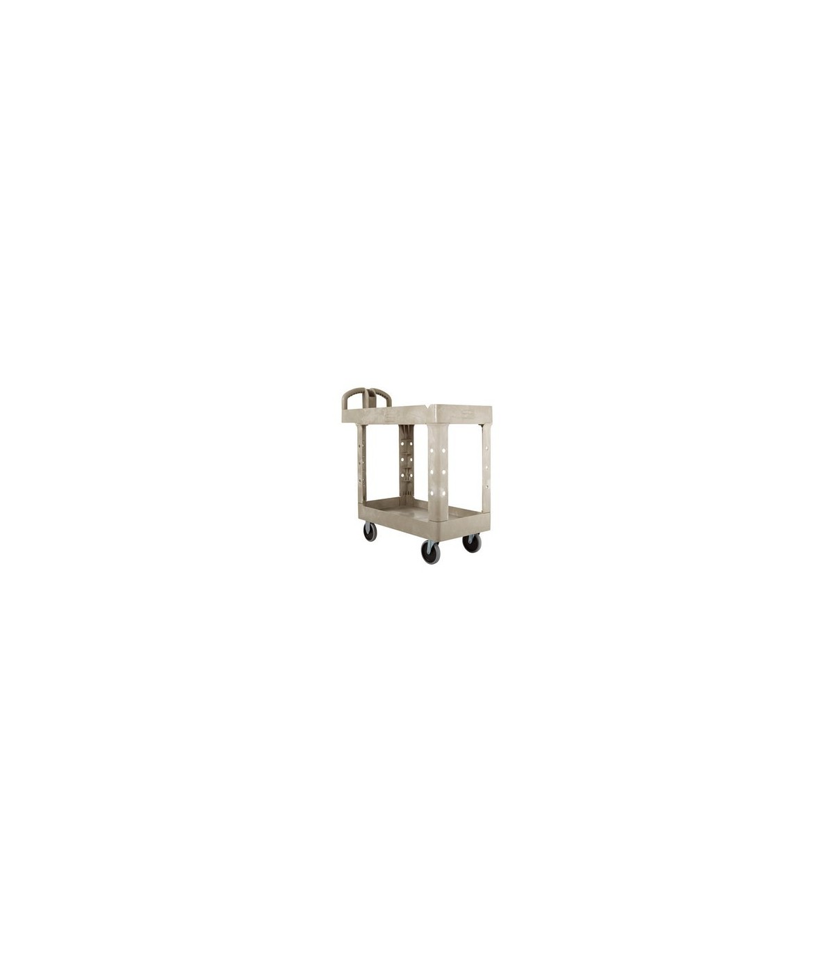 Rubbermaid FG450088BEIG HD Utility Cart - Small 16"x30"- Lipped 2 Shelf -Beige, Price Per EA - FG450088BEIG -  - [unit price]