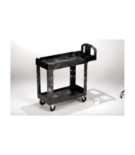 Rubbermaid FG450088BLA HD Utility Cart - Small 16"x30"- Lipped 2 Shelf -Black, Price Per EA - FG450088BLA -  - [unit price]