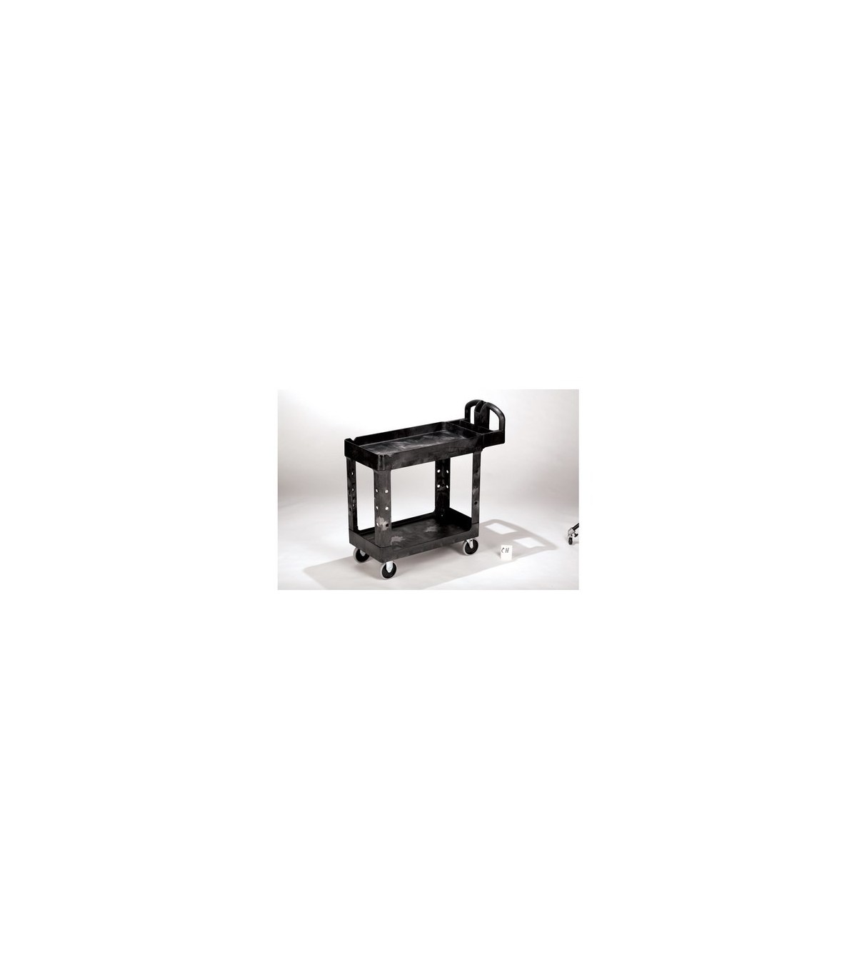 Rubbermaid FG450088BLA HD Utility Cart - Small 16"x30"- Lipped 2 Shelf -Black, Price Per EA - FG450088BLA -  - [unit price]