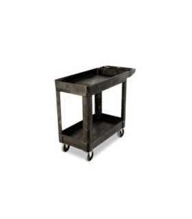 Rubbermaid FG450089BLA HD Utility Cart-Small 16"x30"Flat HDL-Lip 2 Shelf-Blk, Price Per EA - FG450089BLA -  - [unit price]