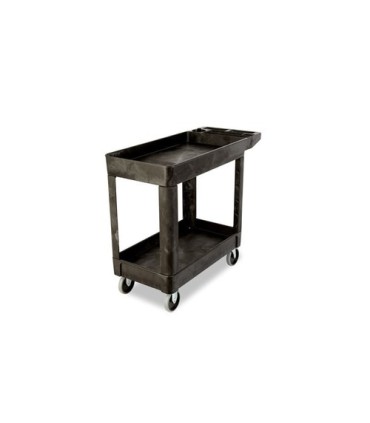 Rubbermaid FG450089BLA HD Utility Cart-Small 16"x30"Flat HDL-Lip 2 Shelf-Blk, Price Per EA - FG450089BLA -  - [unit price]