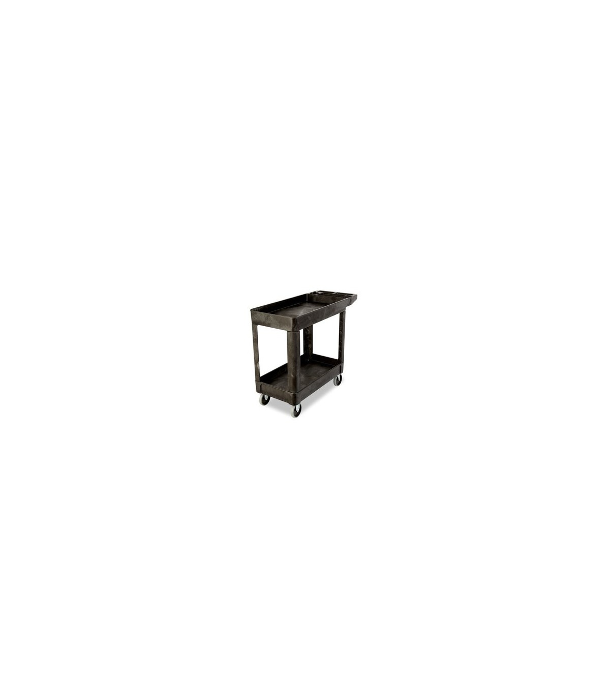 Rubbermaid FG450089BLA HD Utility Cart-Small 16"x30"Flat HDL-Lip 2 Shelf-Blk, Price Per EA - FG450089BLA -  - [unit price]